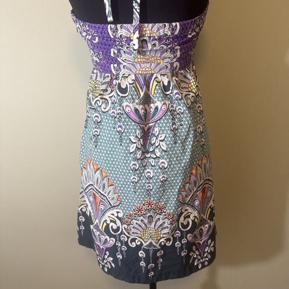 Express Y2K Halter Mini Dress Paisley Boho Festival Bohemian‎ 70s Women's Size 6 - Picture 7 of 8